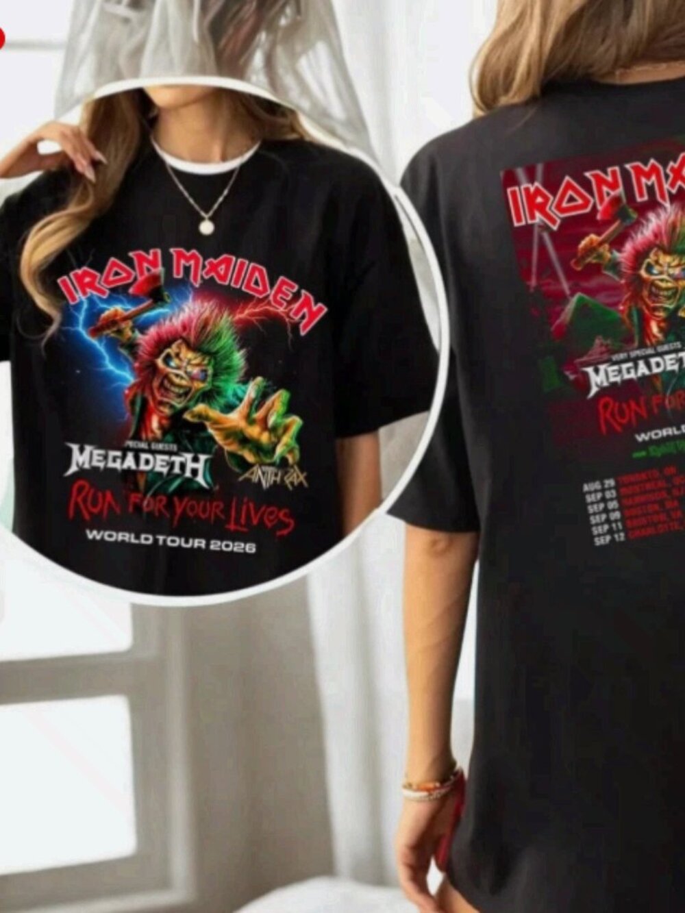 Iron Maiden Megadeth Run For Your Lives World Tour 2026 T-Shirt